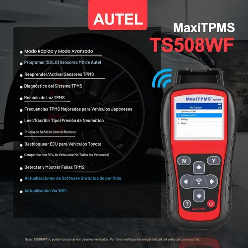 Vista 2 de Autel MaxiTPMS TS508WF TPMS herramienta de programación, WiFi reiniciar y restablecer