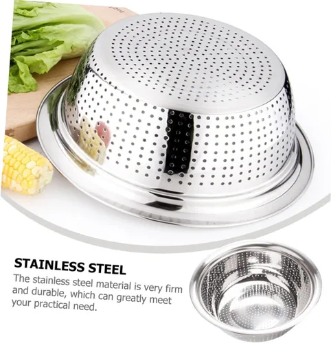 Vista 2 de UPKOCH Colador de metal Colador de malla fina, 1 colador de acero inoxidable, colador de lavado de arroz, colador de metal, escurridor de frutas