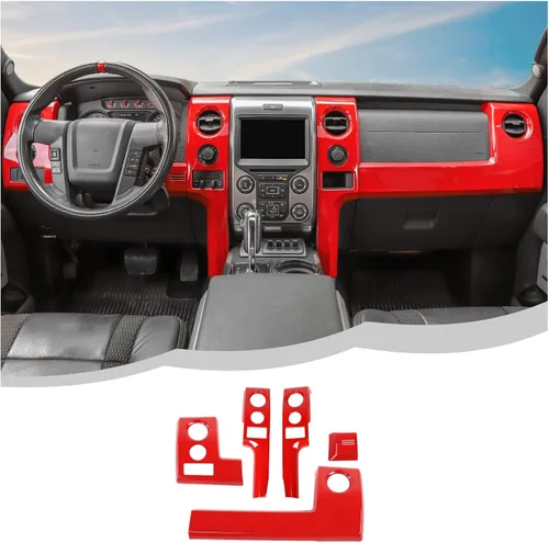 Vista 8 de para F150 Kit de Ajuste Interior de Fibra de Carbono, Ajuste de Cubierta de Panel de Tablero y Ajuste de Cubierta de Bisel del Interruptor de Faros
