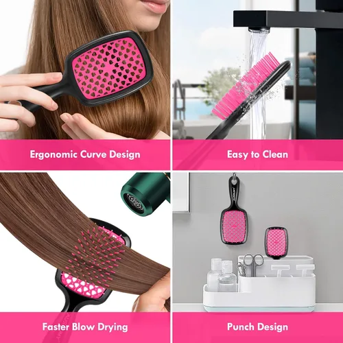Vista 5 de 2 Pack Cepillo para Desenredar con Ventilación - Cepillo Desenredante con Cerdas Suave para Cabello Sin Enredos - Ideal para Cabello Natural