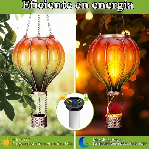 Vista 4 de Paquete de 2 luces solares de repuesto con llama parpadeante, piezas de luz solar impermeables para exteriores para faroles de globo de aire