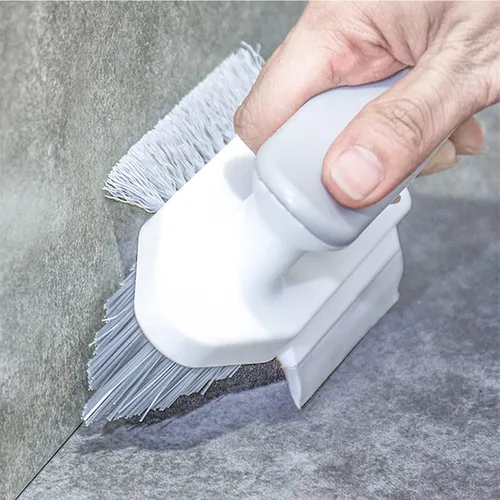Vista 8 de Cepillos de limpieza 4 en 1 Cepillo de limpieza para suelos con escobilla de goma en forma de V, cepillo limpiador de lechada de azulejos, cepillo