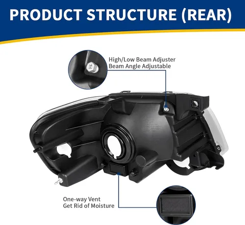 Vista 3 de Conjunto de repuesto de faros delanteros para Ford Explorer. Reflectores ámbar, carcasa cromada
