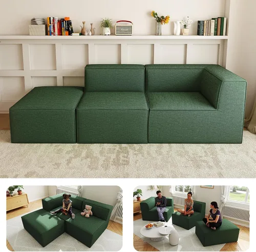 Vista 43 de Sofá Seccional Modular de 38", Juego de Asientos de Sofá Convertible en Cubo Comprimido, Combina Forma de L y Forma de U, Ensamblaje Fácil, Ahorro