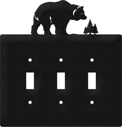 Vista 6 de SWEN Products Bear Wildlife - Placa de pared (interruptor simple, negro)