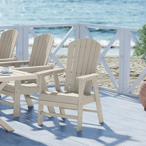 Vista 55 de WestinTrends Malibu Outdoor Patio HDPE Adirondack Silla de comedor para patio, color negro