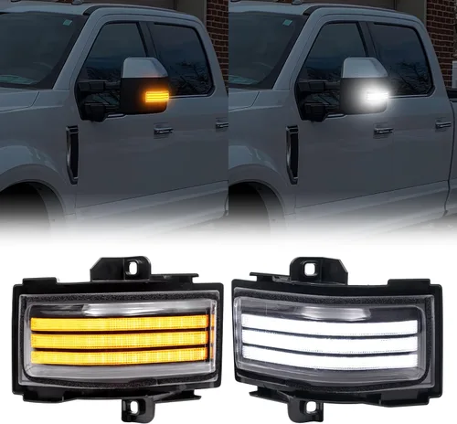 Vista 14 de Luz intermitente LED para espejo lateral compatible con Expedition Navigator 2003 2004 2005 2006, señales de giro secuenciales dinámicas ámbar, kit