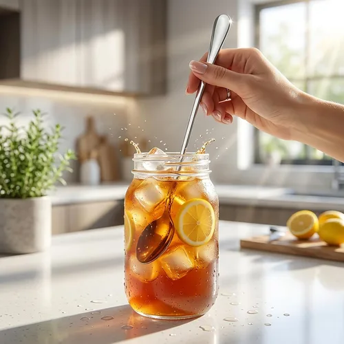 Vista 4 de Long Handle Iced Tea Spoons, 7.9" 18/10 Stainless Steel Cocktail Stirring Spoons with Thickened Ergonomic Handle, Tall Coffee & Latte Stirrers