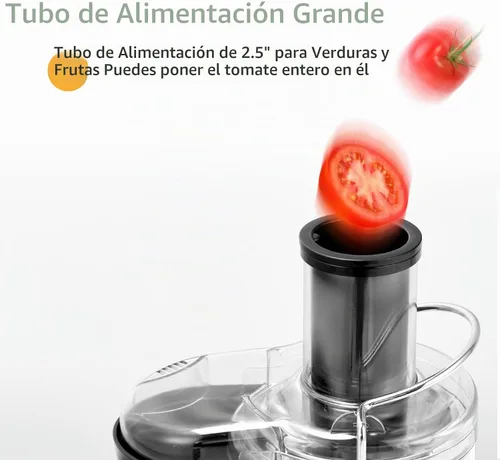 Vista 6 de COSTWAY Máquina exprimidora, exprimidor centrífugo con boca de 3 pulgadas de ancho, máquina de jugo de acero inoxidable sin BPA con control de 2