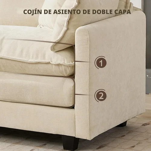 Vista 5 de Sofá seccional modular convertible de 76.7", sofás de dos plazas de chenilla con asiento profundo y cojines tipo loveseat para sala de estar Beige