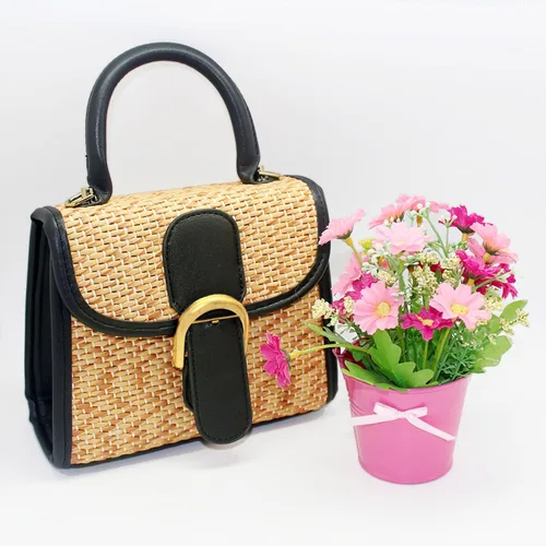 Vista 7 de boshiho Bolso de mano tejido de paja retro para mujer, pequeño bolso cruzado para el hombro, bolso de mensajero