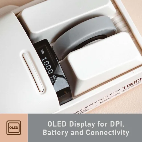 Vista 3 de LOFREE Touch PBT - Ratón inalámbrico con receptor USB, Bluetooth, conexión por cable, recargable, 4000 DPI con pantalla OLED, compatible