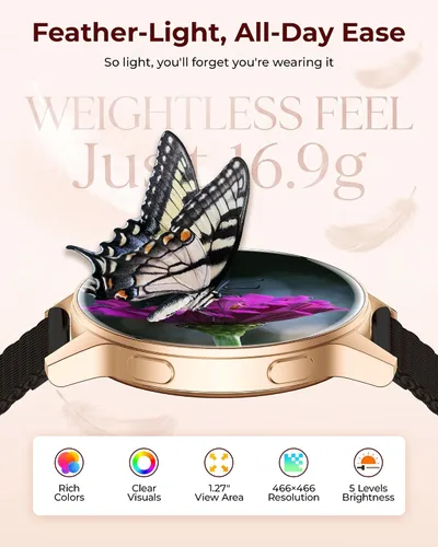 Vista 3 de Reloj inteligente para mujer, rastreador de actividad física HD de 1.27 pulgadas con 4 bandas y juego de regalo de collar, monitor de sueño SpO2