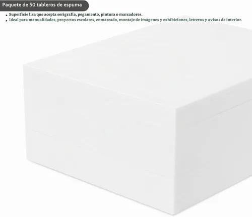 Vista 3 de 50 paquetes de tablero de espuma blanca para proyectos, tablero central de núcleo de espuma para hornear de 11 x 13.7 pulgadas, lámina de espuma