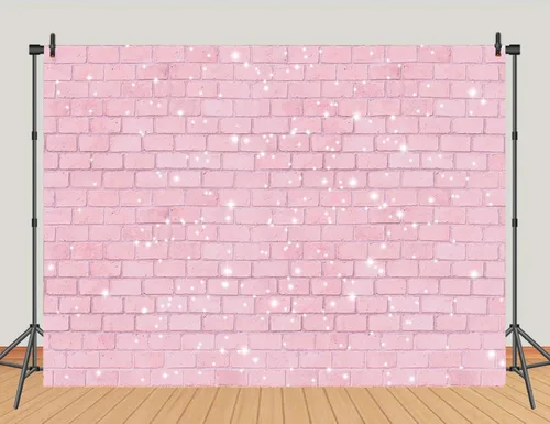 Vista 6 de Fondo de Fotografía de Pared de Ladrillos de Purpurina Rosa Retro 1,5x0,9 m, Ideal para Fiestas de Cumpleaños de Niñas, Baby Shower, Despedida