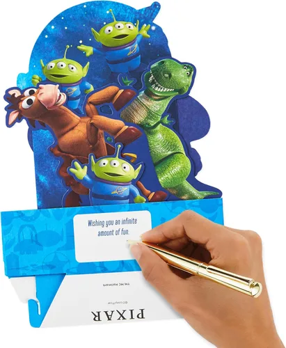 Vista 6 de Hallmark Paper Wonder - Tarjeta desplegable de Toy Story de Disney y Pixar para cumpleaños, primer día de escuela, felicitaciones