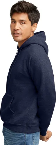 Vista 3 de Hanes - Sudadera con capucha Ecosmart para hombre, de vellón de peso medio, Azul marino (Heather Navy)