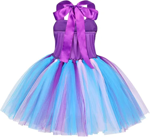 Vista 2 de Jurebecia Princess Mermaid Tutu Dress Girls Sequins Mermaid Outfits Halloween Costume Birthday Party Cosplay Holiday Dress Up