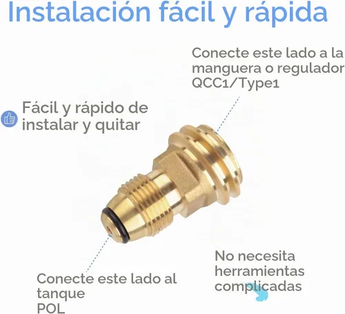Vista 5 de Adaptador de propano POL a QCC1 de latón