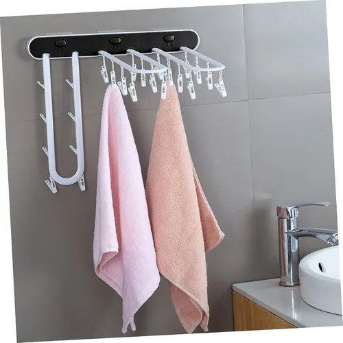 Vista 9 de Hemoton Estante de almacenamiento para ropa interior, toallero, secadora plegable, estante para ropa interior, disfraz, soporte para calcetines