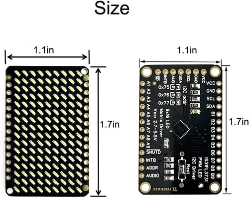 Vista 2 de Treedix PWM LED Matrix Driver IS31FL3731 y 9x16 Grid LEDs para Arduino DIY Kits (blanco)