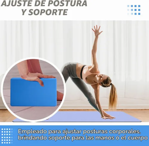 Vista 4 de Bloques de yoga Bloque de espuma de apoyo sin látex con bordes biselados, bloques de ejercicio antideslizantes para pilates, meditación