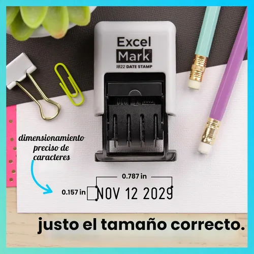 Vista 9 de ExcelMark 1822 Timbre de fecha – Perfecto para envíos, recepciones, fechas de vencimiento y fechas de pago (tinta negra, montura gris)