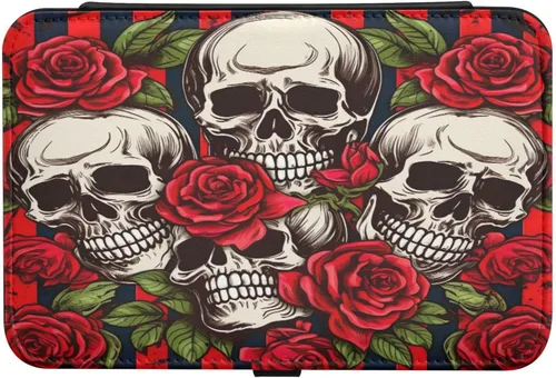 Vista 2 de Flradish Beautiful Rose and Skull Travel Jewelry Box,Portable PU Leather Small Jewelry Organizer for Earrings,Ring,Necklaces,Bracelets
