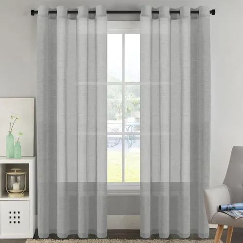Vista 33 de H.VERSAILTEX Cortinas de lino de mezcla natural para sala de estar/cortinas de lino semitransparentes reductoras de luz de 54 pulgadas de largo