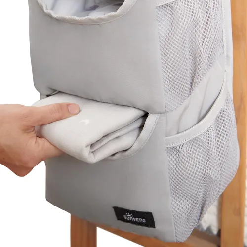 Vista 3 de SUNEVNO - Organizador colgante de pañales para bebé, apilador de pañales, organizador de bolsa de almacenamiento clasificada para cambiador, cuna