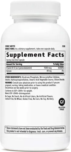 Vista 2 de GNC Vitamina B-12 1500mcg, apoya la producción de energía, 90 cápsulas
