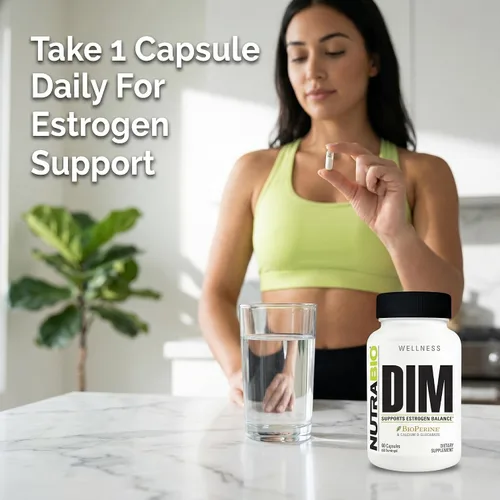 Vista 6 de NutraBio Suplemento DIM, apoya el equilibrio de estrógenos, 100 mg - 60 cápsulas vegetales