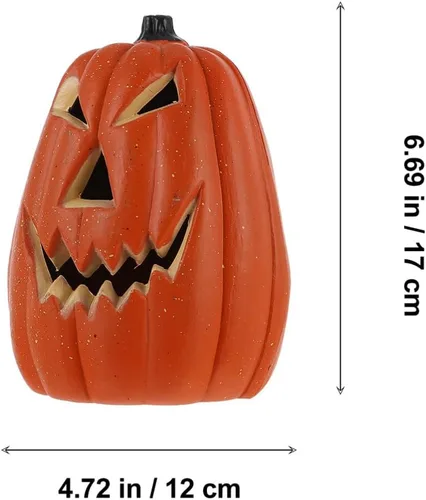 Vista 6 de Uonlytech Lámpara de calabaza para decoración de Halloween, lámpara de calabaza con luces LED de plástico, bandeja escalonada, funciona