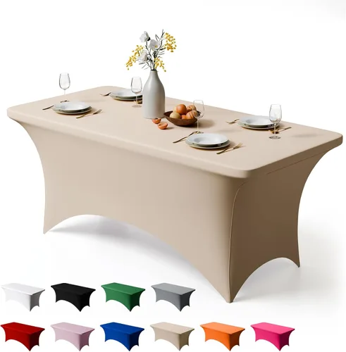 Vista 27 de Trlyc Paquete de 1 mantel rectangular de elastano de 4 pies – 48 x 30 pulgadas, resistente a las arrugas, para bodas, fiestas, banquetes, picnic