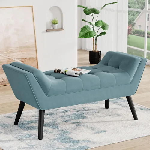Vista 11 de Andeworld Banco de Cama Tapizado con Capitoné, Reposapiés Otomán de Entrada, Banco de Dos Asientos (Gris Oscuro)