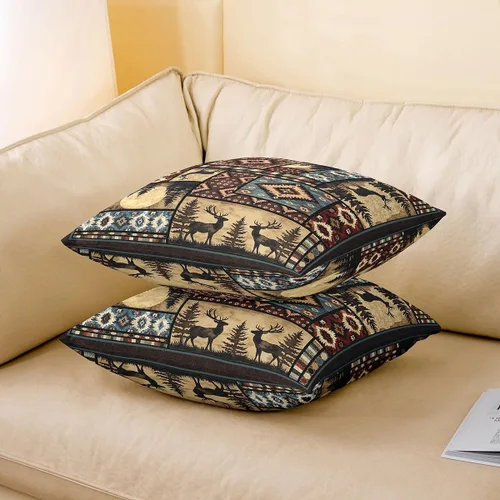 Vista 3 de Erosebridal Juego de 2 fundas de almohada rústicas con diseño de oso, de 16x16 pulgadas, fundas de almohada de cuadrícula de búfalo, fundas