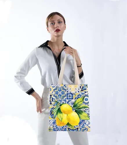 Vista 5 de Islas Italianas Regalo Positano Delicioso Limones Italianos Fresco Tote Bag Southern Italy Travel Shopping Bag