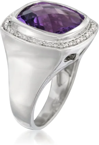 Vista 3 de Ross-Simons 910 Carat Amethyst and 10 ct tw Diamond Ring in Sterling Silver