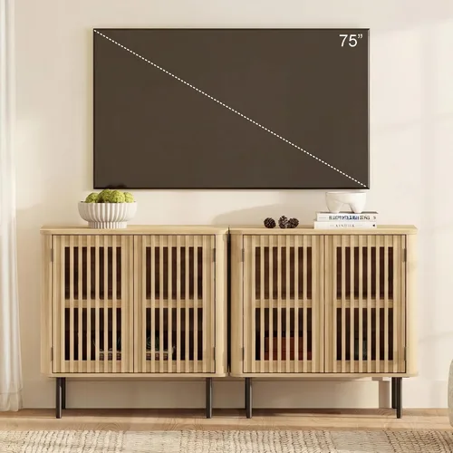 Vista 17 de WAMPAT 31.5" W Mid Century Modern TV Stand for Living Room, Bedroom, Black