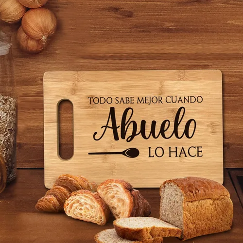 Vista 6 de FONDCANYON Abuelo Gifts - Tabla de cortar de bambú, regalo para abuelo español, decoración de cocina