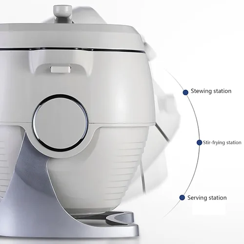 Vista 5 de Máquina de cocción automática, robot automático para freír, robot de cocina de panel táctil de 6 L, con rotación de 360°, calefacción completa 3D