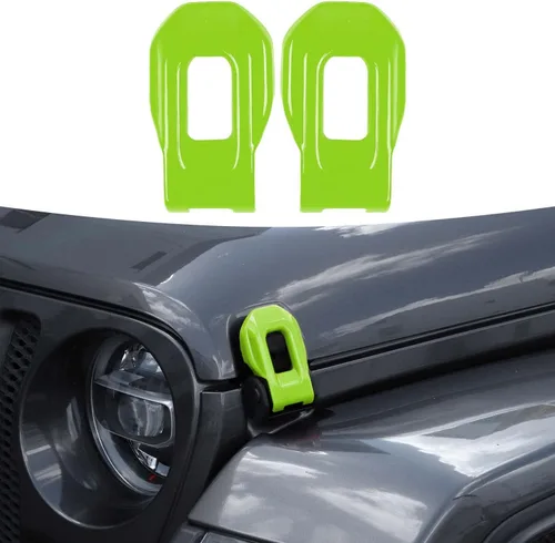 Vista 17 de RT-TCZ Cubierta de pestillo de capó, soportes exteriores de bloqueo de capó, accesorios de decoración de ABS para Jeep Wrangler JL JLU y Gladiator
