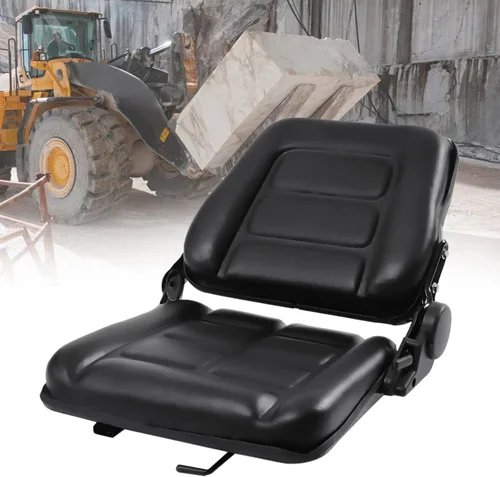Vista 2 de Asiento universal ajustable para carretilla elevadora, reemplazo de asiento de suspensión completa con cinturón de seguridad para asiento mecánico