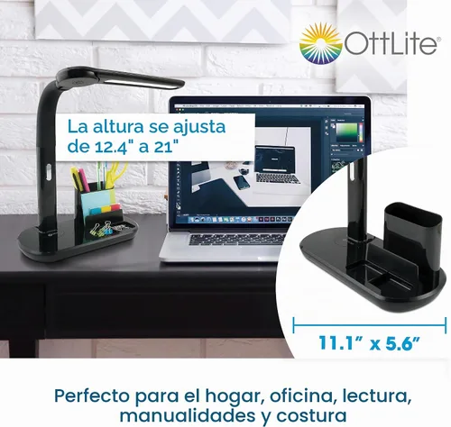 Vista 5 de OttLite Lámpara LED giratoria de banqueros con puerto de carga USB