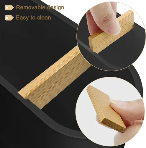 Vista 4 de Soporte para cepillo de dientes con divisor de bambú, desmontable para fácil limpieza, organizador multifuncional de almacenamiento, soporte
