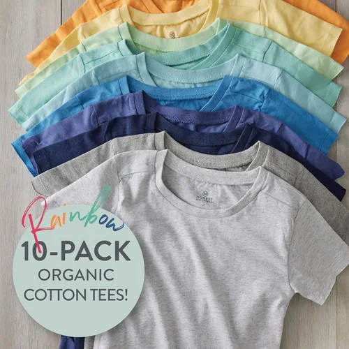 Vista 3 de HonestBaby Multipack Short Sleeve T-Shirt Tee 100% Organic Cotton Infant Baby, Toddler, Little Kids Boys, Girls, Unisex