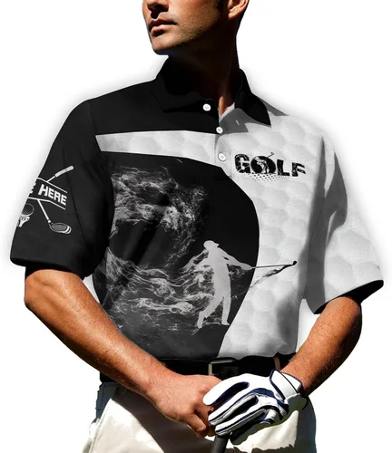 Vista 4 de LASFOUR Camisas de golf divertidas personalizadas para hombres camisas de golf locas con calavera para hombres camisas de golf para hombre polo