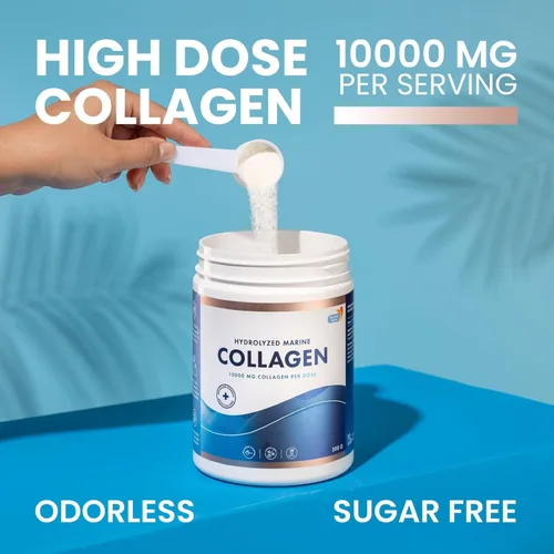 Vista 2 de Swedish Nutra Suplemento en polvo de colágeno marino hidrolizado de 10,000 mg - Suministro para 30 días Colágeno tipo 1 y 3, péptidos puros