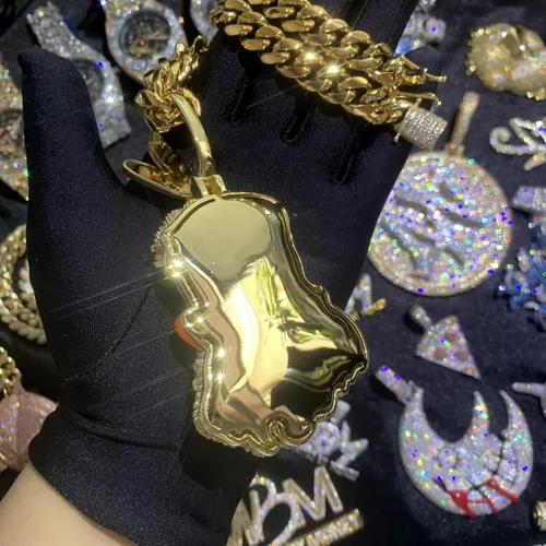 Vista 3 de ICEDIAMOND Collar de cadena cubana con colgante de arte abstracto pintado con esmalte frío, diseño de tribu misteriosa, chapado en oro, joyería