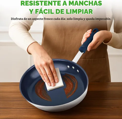 Vista 5 de NutriChef Sartén pequeña antiadherente de 8 pulgadas, sartén de cerámica con mango de silicona, revestimiento de cerámica, resistente a las manchas